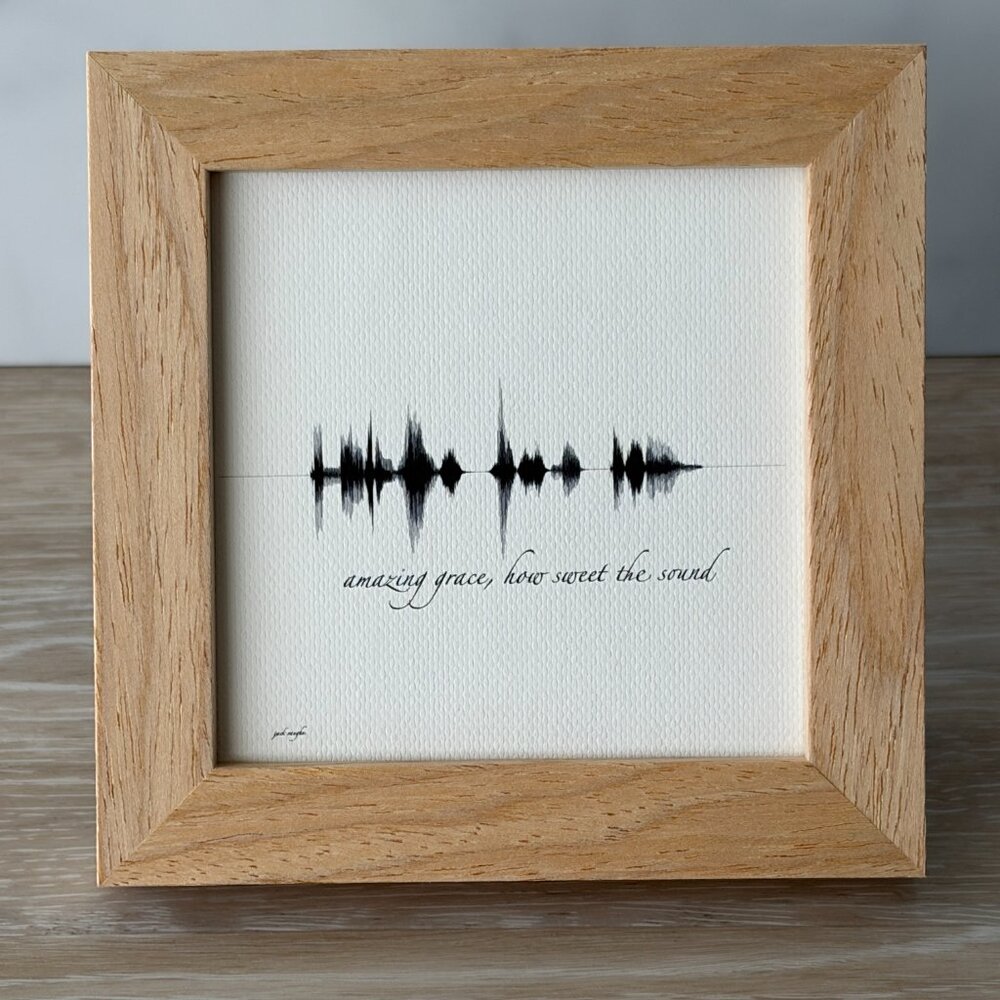 Amazing Grace How Sweet The Sound Wood Sign 4x4 Black White Natural Tiered Tray